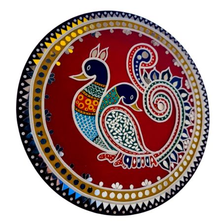 Handpainted Peacock Motif Wall Plate